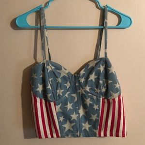 NWT Hope’s 4th of July American flag crop top